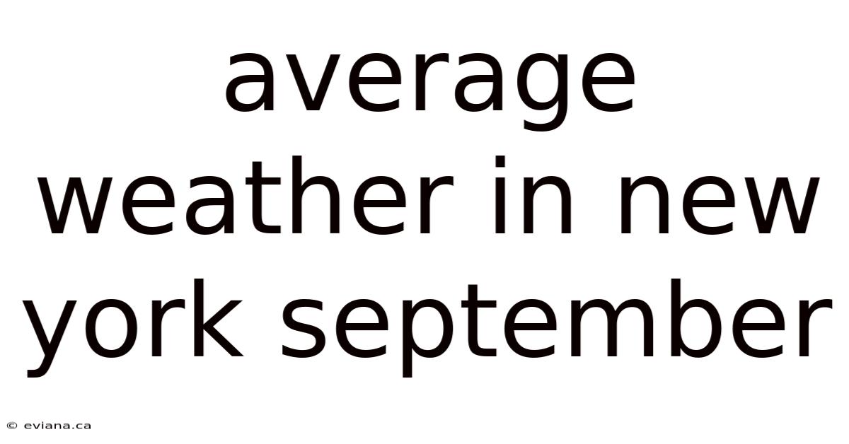 Average Weather In New York September