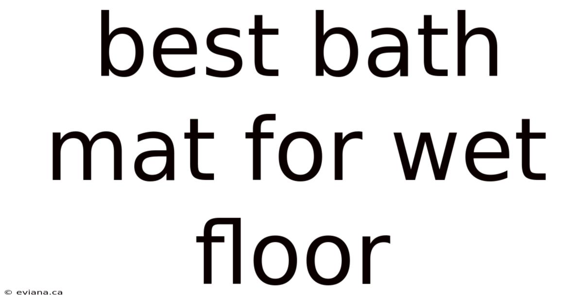 Best Bath Mat For Wet Floor