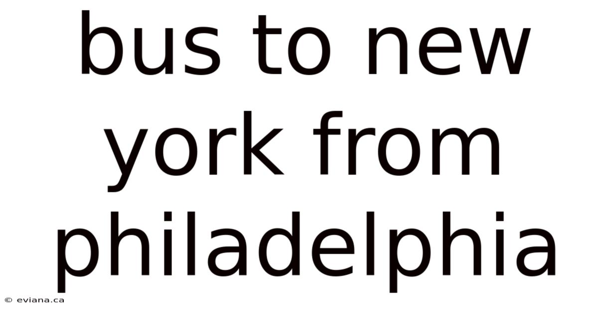 Bus To New York From Philadelphia