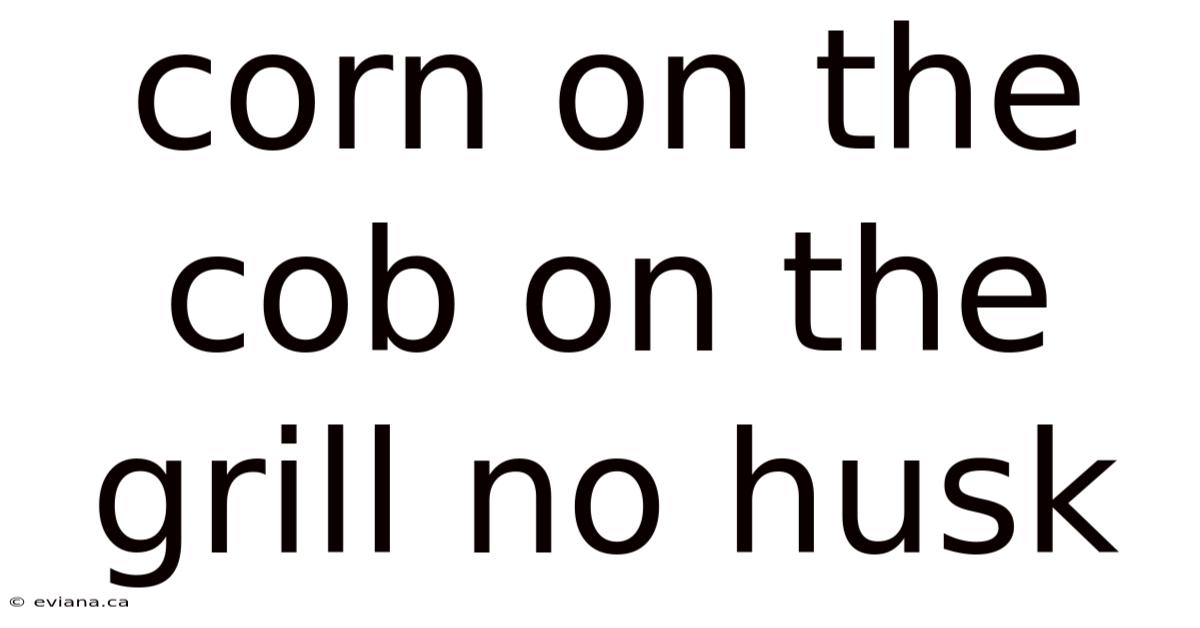 Corn On The Cob On The Grill No Husk