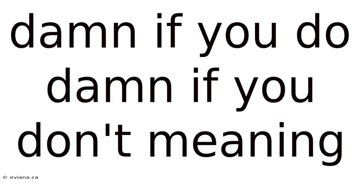 Damn If You Do Damn If You Don't Meaning