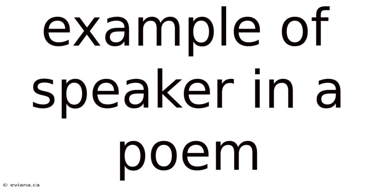 Example Of Speaker In A Poem