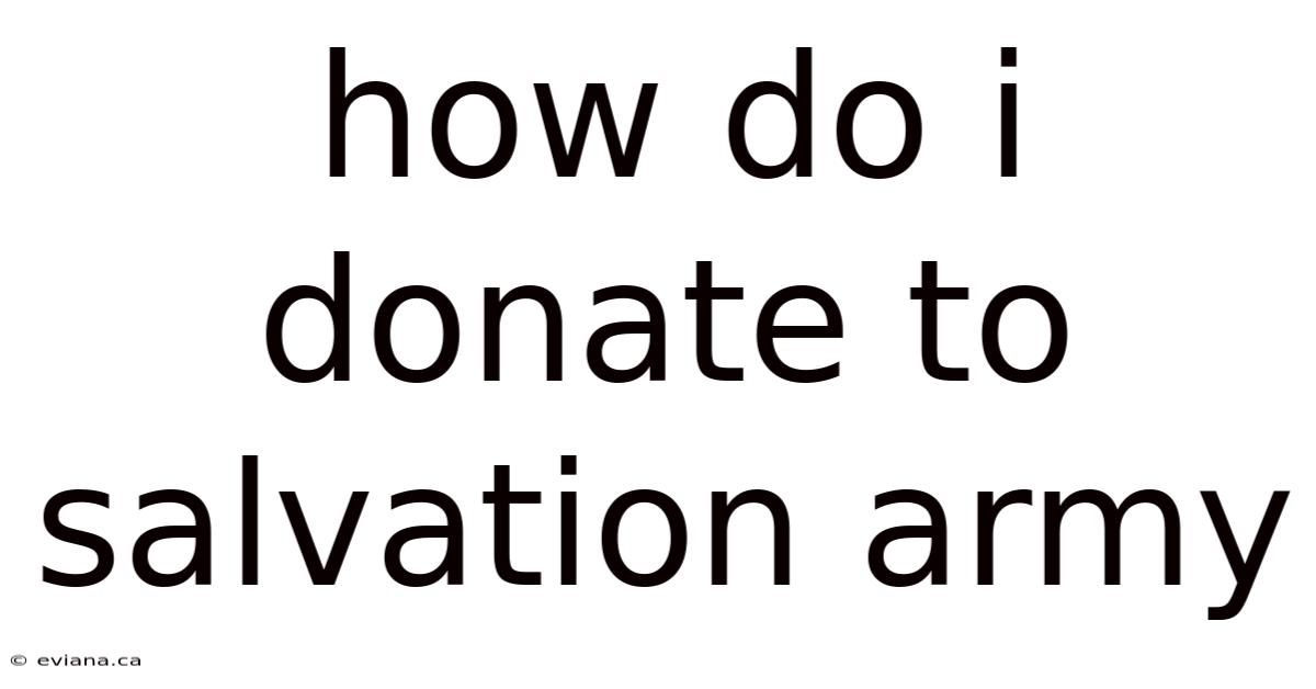 How Do I Donate To Salvation Army