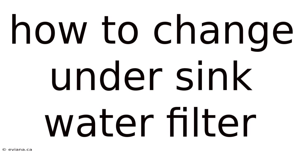 How To Change Under Sink Water Filter