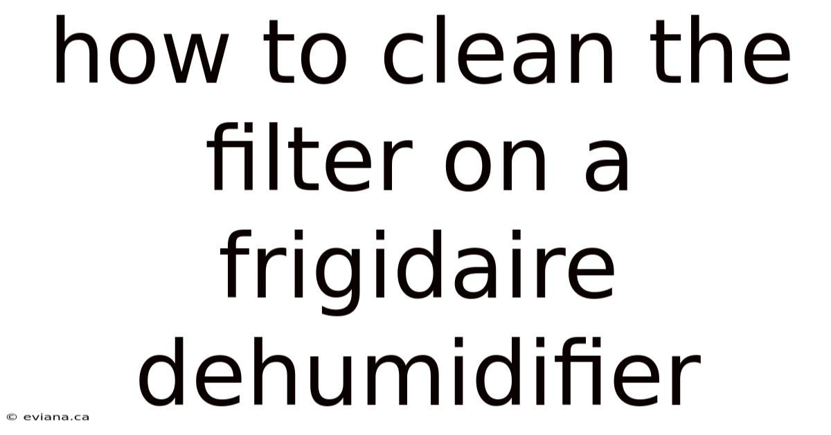 How To Clean The Filter On A Frigidaire Dehumidifier