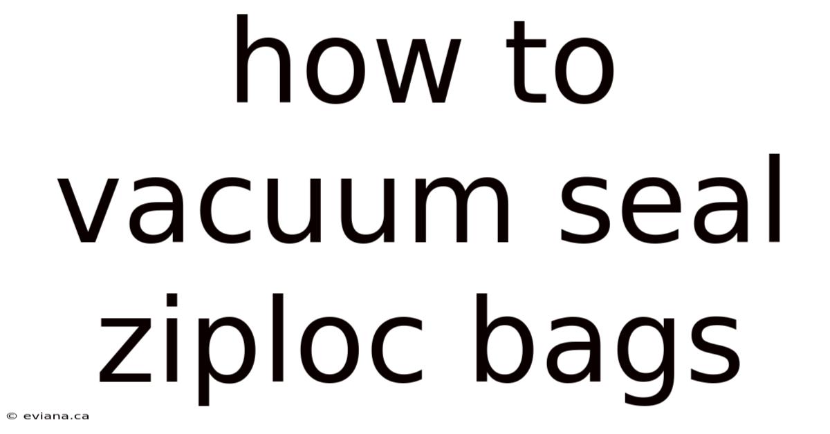 How To Vacuum Seal Ziploc Bags