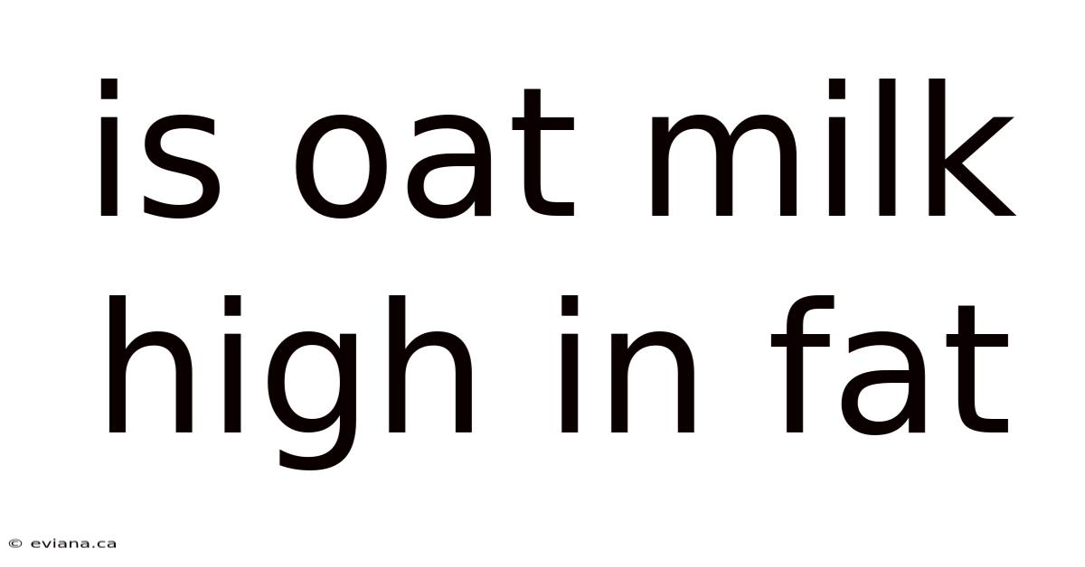 Is Oat Milk High In Fat