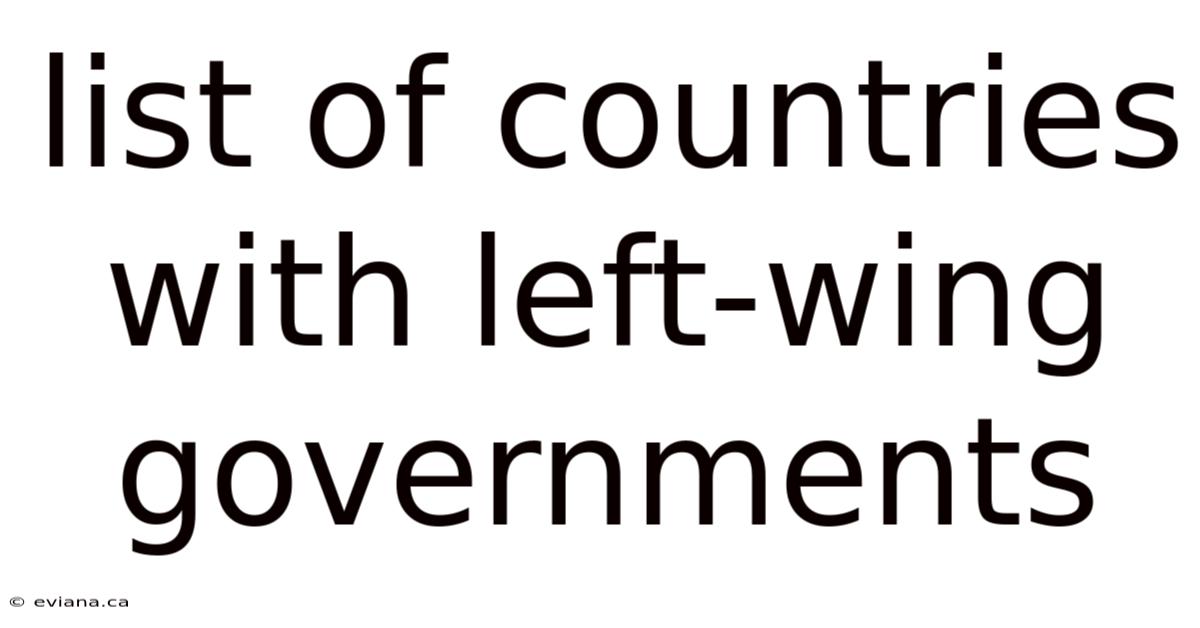 List Of Countries With Left-wing Governments