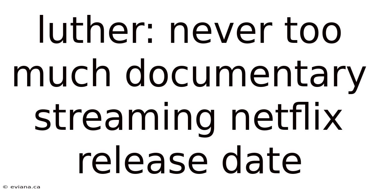 Luther: Never Too Much Documentary Streaming Netflix Release Date