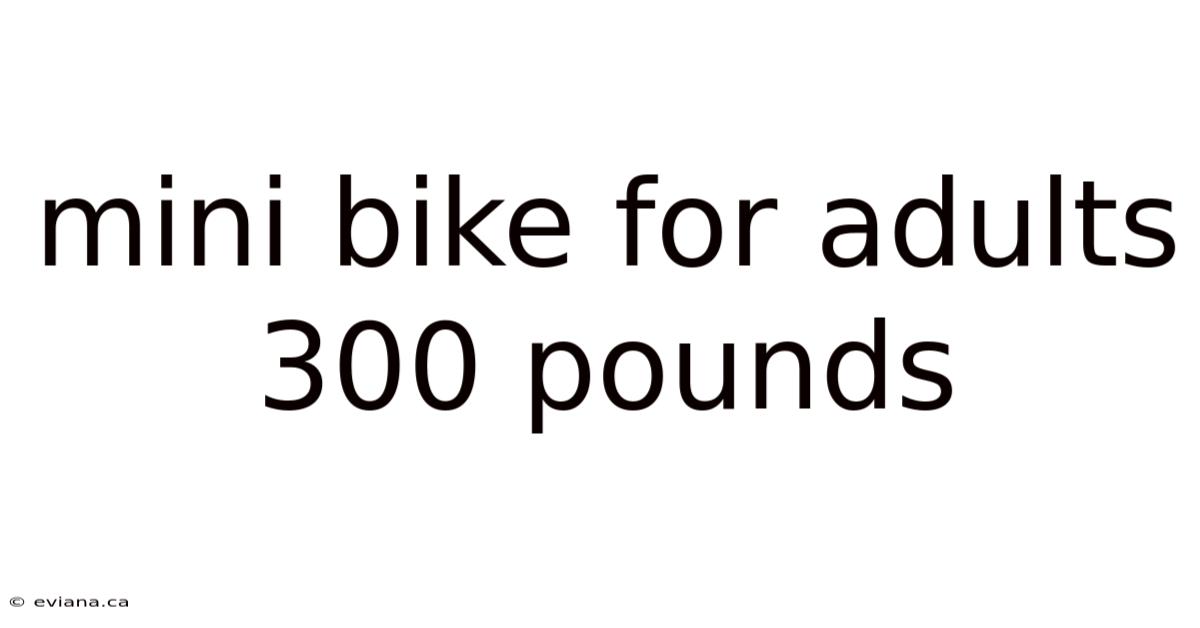 Mini Bike For Adults 300 Pounds