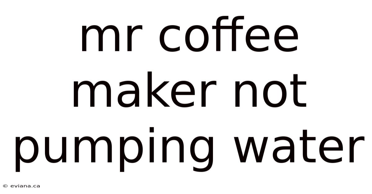Mr Coffee Maker Not Pumping Water