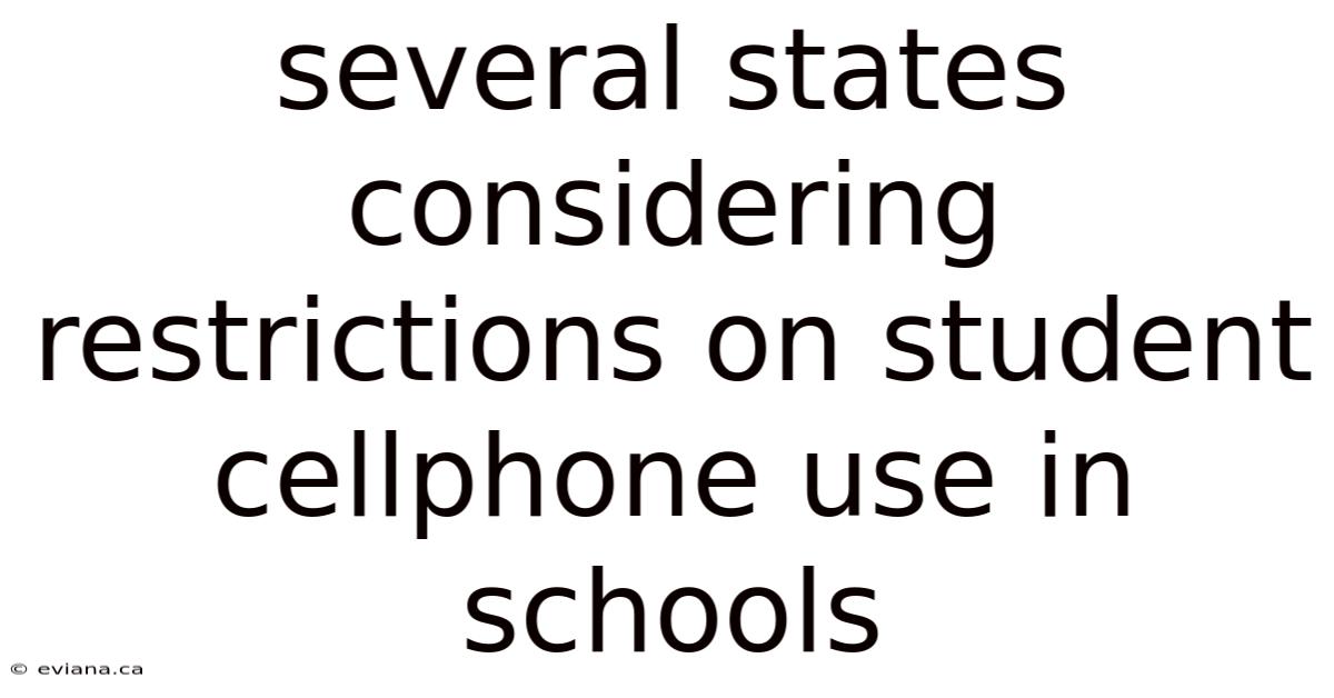Several States Considering Restrictions On Student Cellphone Use In Schools