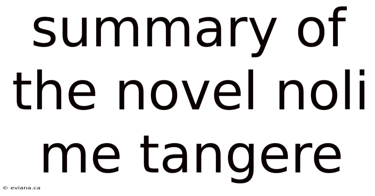 Summary Of The Novel Noli Me Tangere