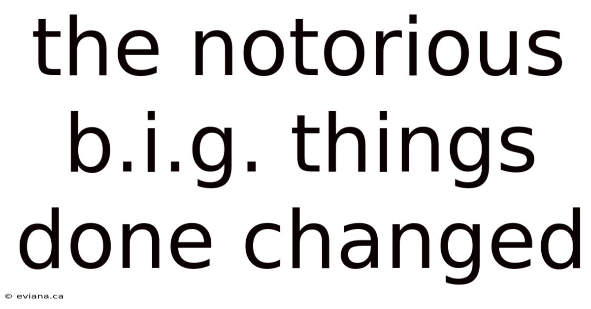The Notorious B.i.g. Things Done Changed