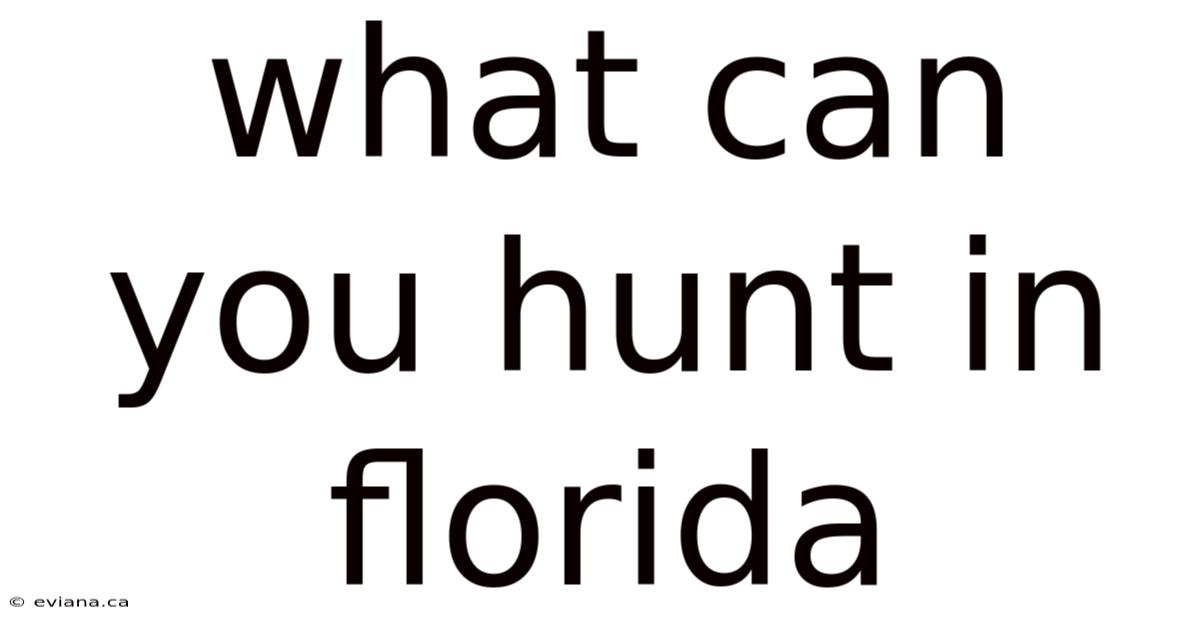 What Can You Hunt In Florida