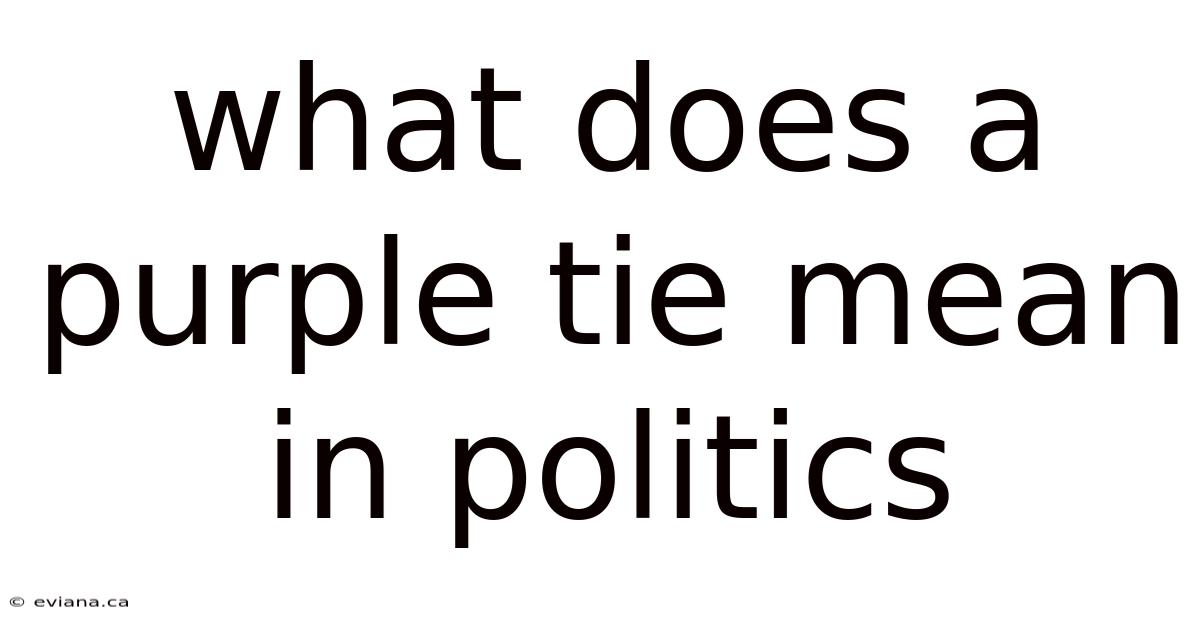 What Does A Purple Tie Mean In Politics