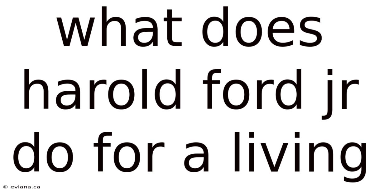 What Does Harold Ford Jr Do For A Living