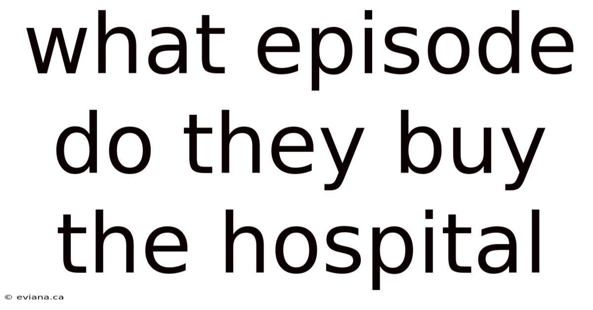 What Episode Do They Buy The Hospital