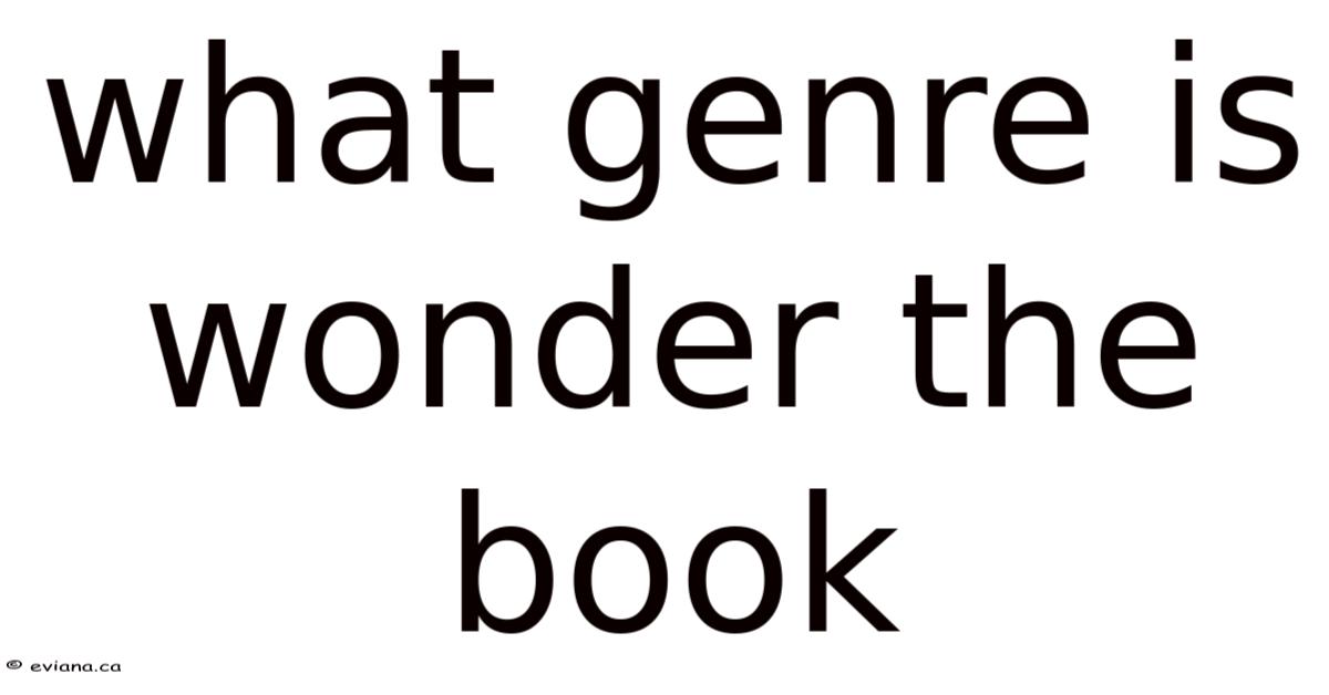 What Genre Is Wonder The Book