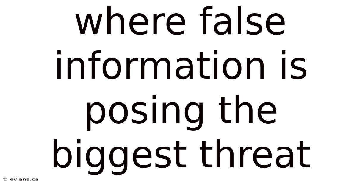 Where False Information Is Posing The Biggest Threat