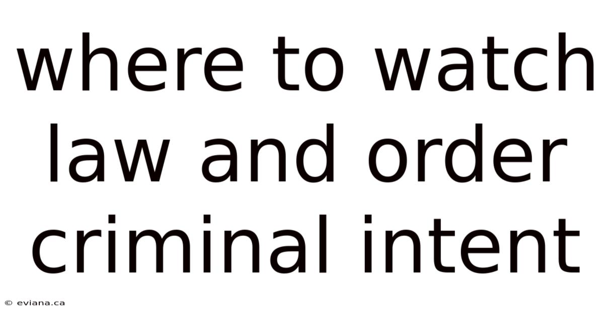 Where To Watch Law And Order Criminal Intent