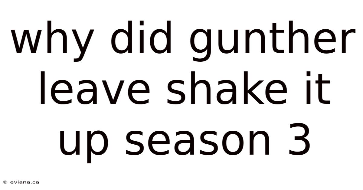 Why Did Gunther Leave Shake It Up Season 3
